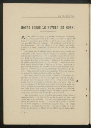 Notas sobre la novela de Gorki