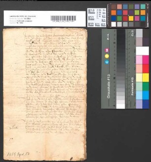 Ehevertrag zwischen Heinrich von Ascheberg, Sohn des + Johann von Ascheberg zum Ichterloe, gewesenen Drosten des Amtes Werne, und der Aleff van Thye, mit Agneß von Wylich, Tochter des + Dietrich von Wylich zu Pröpstinck und der Marie von Buer. Zeugen: Friederich von Ascheberg, Marie von Buer, Witwe von Wylich, Dietrich von Wylich, Adolf Hermann von Wylich.