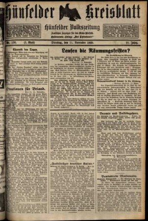 Erste Ausgabe vom Montag, den 11. November 1929.