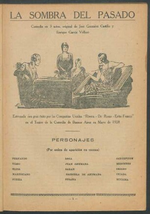 La sombra del pasado : Comedia en 3 actos, original de José Gonzalez Castillo y Enrique Garía Velloso