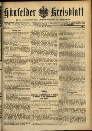 Ausgabe vom Samstag, den 27. September 1913.