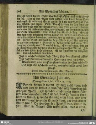 Am Sonntage Jubilate. Evangelium, Joh. XVI. v. 16 - 23