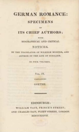 Vol. 4: Containing Goethe