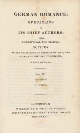 Vol. 4: Containing Goethe