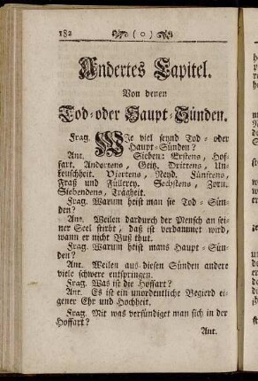 Andertes Capitel. Von denen Tod- oder Haupt-Sünden