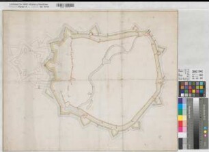 Münster (Münster) Stadtbefestigung mit projektierter Zitadelle 2.H. 17.Jh. o.M. 50 x 70 kol. Zeichnung Bem.: vgl. Geisberg 1, S. 33 KSM Nr. 753c