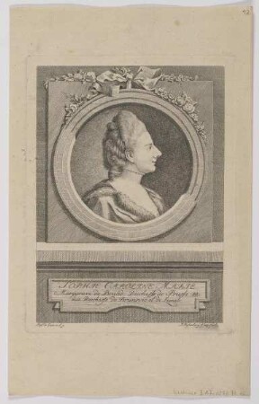 Bildnis der Sophie Caroline Marie, Marggrave de Brand., Duchesse de Prusse, née Duchesse de Brunsvic et de Luneb.