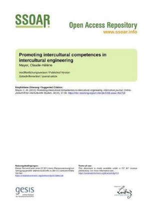 Promoting intercultural competences in intercultural engineering