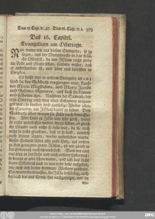 Das 16. Capitel. Evangelium am Ostertage.
