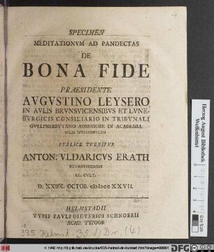 Specimen Meditationvm Ad Pandectas De Bona Fide