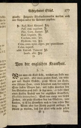 277-288, Von der englischen Krankheit.