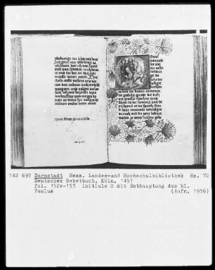 Lochner-Gebetbuch / Deutsches Gebetbuch — Enthauptung des heiligen Paulus, Folio 153recto