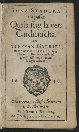 Ünna Stadera da pasar Quala seig la vera Cardienscha
