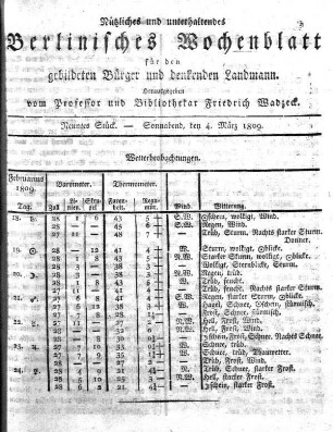 Neuntes Stueck, Sonnabend, den 4. Maerz 1809.