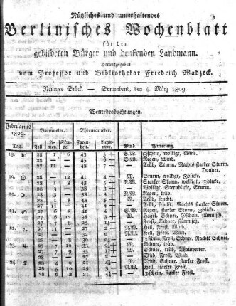 Neuntes Stueck, Sonnabend, den 4. Maerz 1809.