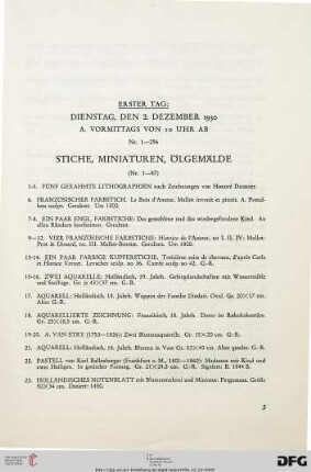 Stiche, Miniaturen, Ölgemälde (Nr. 1-87)