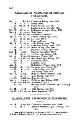 Kalendarium Necrologicum Missalis Frisingensis.