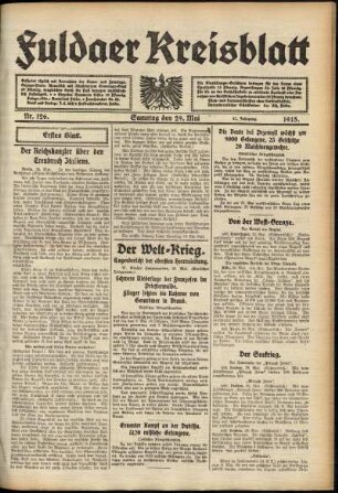 Erste Ausgabe vom Samstag, den 29. Mai 1915.