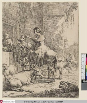[Die Rast am Gasthof; The Rest before the Inn; Halte près du cabaret]
