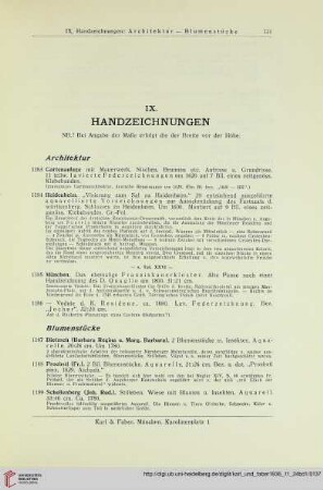 IX. Handzeichnungen (Nr. 1183-1288)