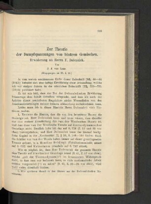 Zur Theorie der Damfspannung von binären Gemischen. Erwiderung an Herrn F. Dolezalek