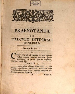 Institutio calculi integralis, 1
