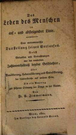 Das Leben des Menschen in auf- und absteigender Linie
