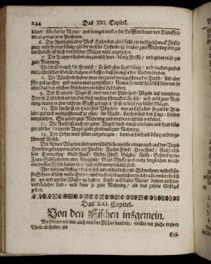Das XXI. Capitel. Von den Fischen insgemein.