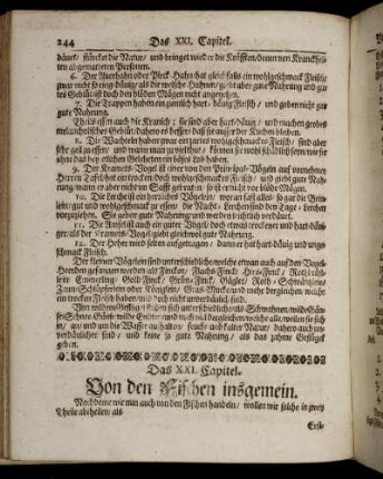 Das XXI. Capitel. Von den Fischen insgemein.