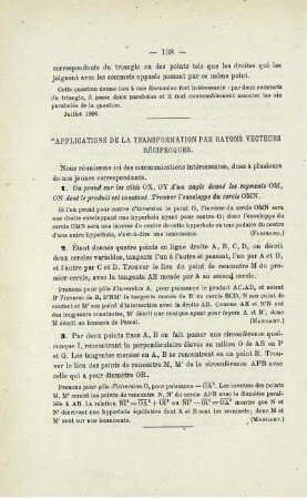 APPLICATIONS DE LA TRANSFORMATION PAR RAYONS VECTEURS RÉCIPROQUES.