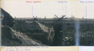 Foto eigener Stellungen mit Drahthindernis bei Plakanen östlich von Riga (linker Bildteil)