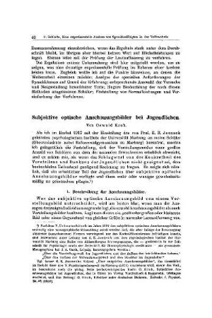 Subjektive optische Anschauungsbilder bei Jugendlichen