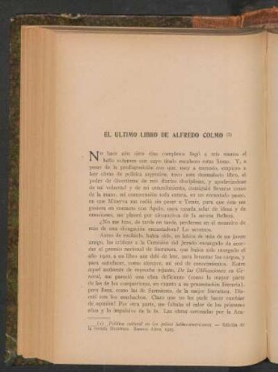 El último libro de Alfredo Colmo