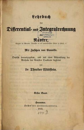 Lehrbuch der Differential- und Integralrechnung, 1