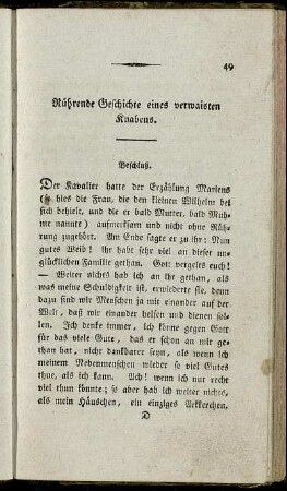 Rührende Geschichte eines verwaisten Knabens. Beschluß.