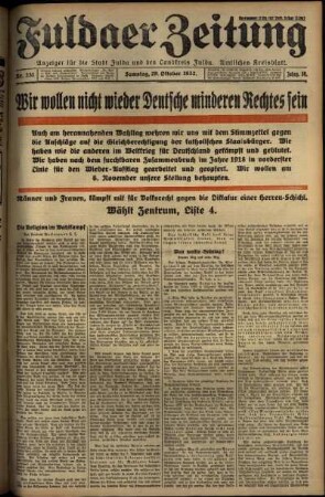 Ausgabe vom Samstag, den 29. Oktober 1932.