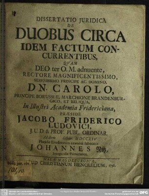 Dissertatio Iuridica De Duobus Circa Idem Factum Concurrentibus