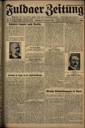 Erste Ausgabe vom Samstag, den 22. Februar 1930.