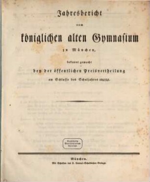 Jahresbericht vom Königlichen Alten Gymnasium. 1842/43 (1843)