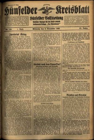 Erste Ausgabe vom Mittwoch, den 06. November 1935.