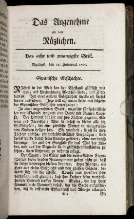 Das acht und zwanzigste Stück. Montags, den 14. Heumonat, 1755.
