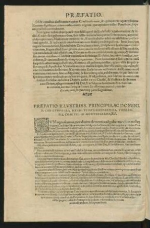 Praefatio Illustriss. Principis, Ac Domini, D. Christophori, Ducis Wirtembergensis ...