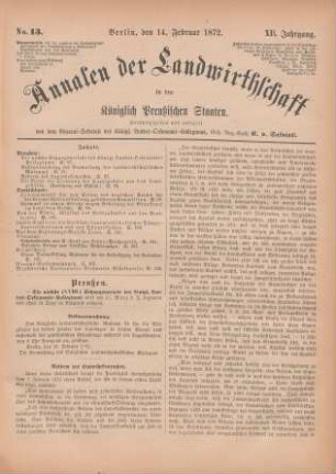 No. 13. Berlin, den 14. Februar 1872. XII. Jahrgang.