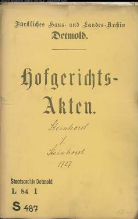 Steinhorst, Joh. Peter gegen Henrich Hermann Steinhorsts Witwe - Erbschaft