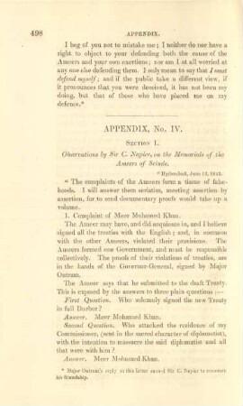 Appendix, No. IV. Obserations by Sir C. Napier, on the memorials of the Ameers of Scinde