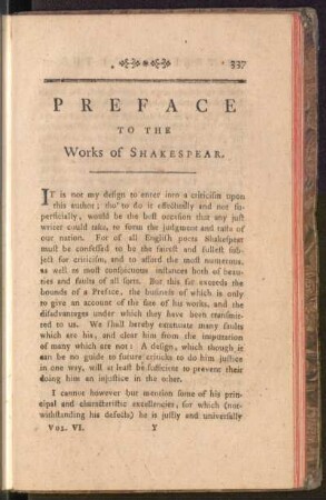 Preface To The Works Of Shakespear