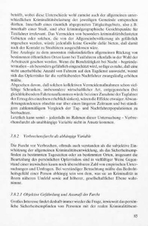 3.8.2.1 Objektive Gefährdung und Ausmaß der Furcht