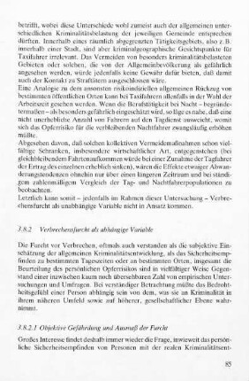 3.8.2.1 Objektive Gefährdung und Ausmaß der Furcht
