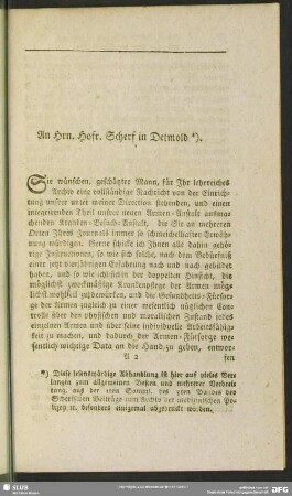An Hrn. Hofr. Scherf in Detmold ...