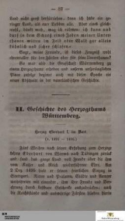 II. Geschichte des Herzogthums Württemberg